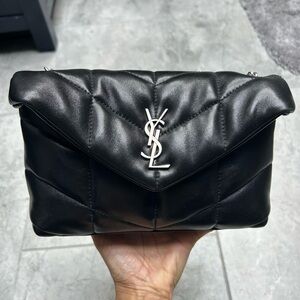 Yves Saint Laurent Black Leather Toy Loulou Puffer